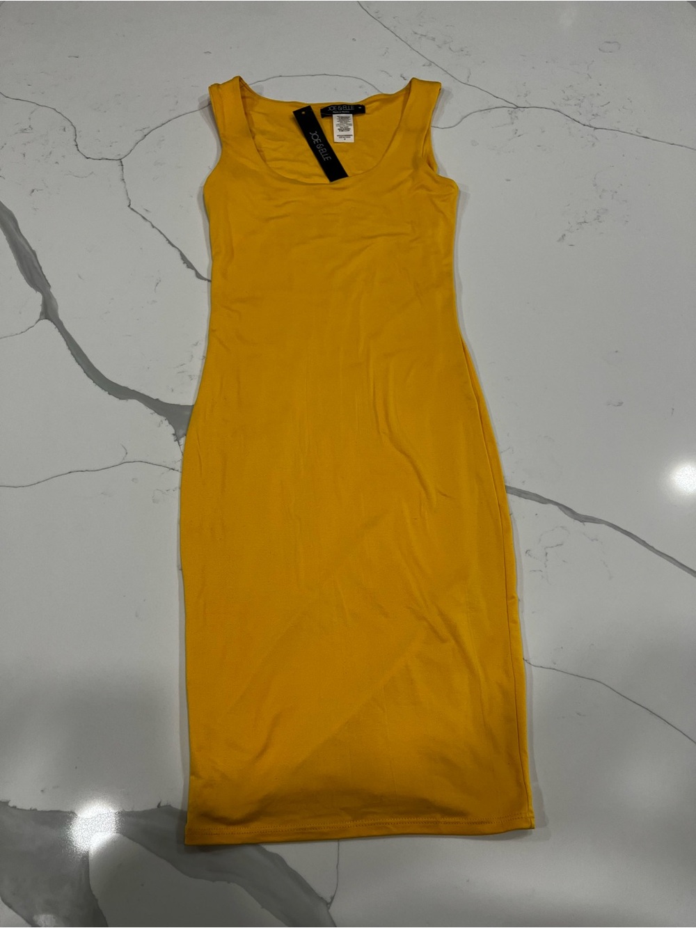 Joe & Elle Sleeveless Yellow Bodycon Midi Dress